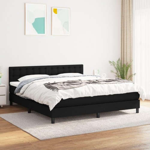 Kontinentalseng med madras 160×200 cm - stof, sort