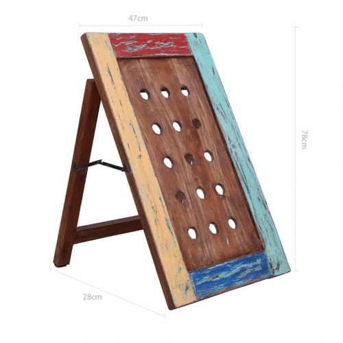 Vinreol til 15 flasker 47x28x78 cm massivt genbrugstræ
