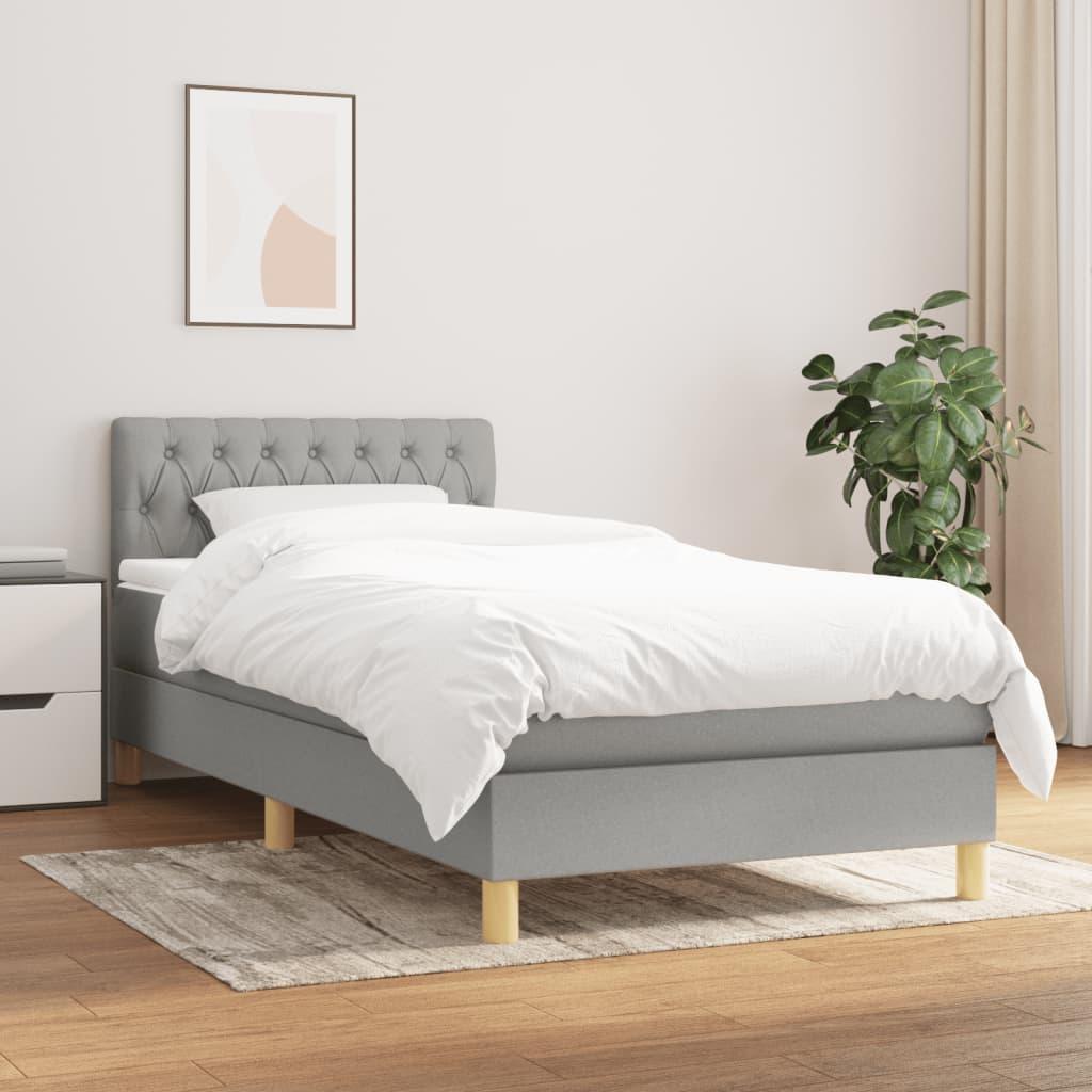 Kontinentalseng med madras 90x200 cm stof lysegrå