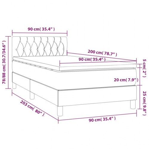 Kontinentalseng med madras 90x200 cm - stof, sort