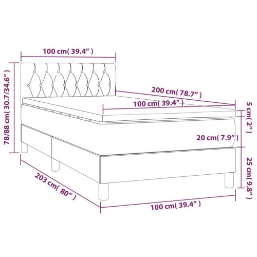 Kontinentalseng med madras 100 × 200 cm - stof, sort
