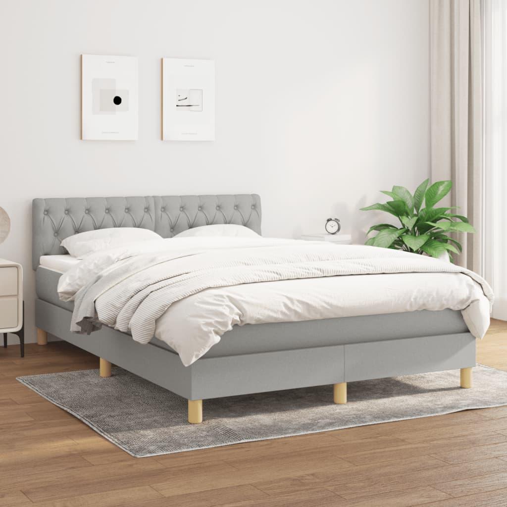 Kontinentalseng med madras 140x190 cm stof lysegrå