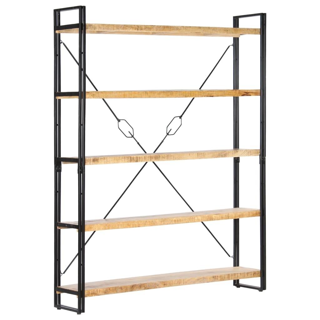 Bogreol med 5 hylder 140x30x180 cm massivt mangotræ