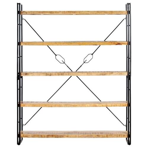Bogreol med 5 hylder 140x30x180 cm massivt mangotræ
