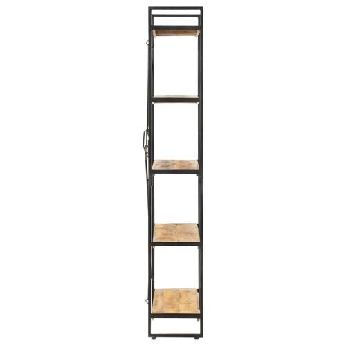 Bogreol med 5 hylder 140x30x180 cm massivt mangotræ