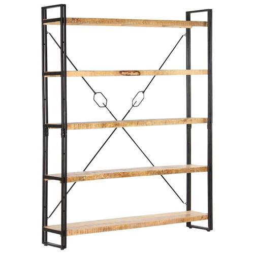 Bogreol med 5 hylder 140x30x180 cm massivt mangotræ