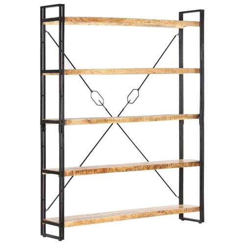 Bogreol med 5 hylder 140x30x180 cm massivt mangotræ