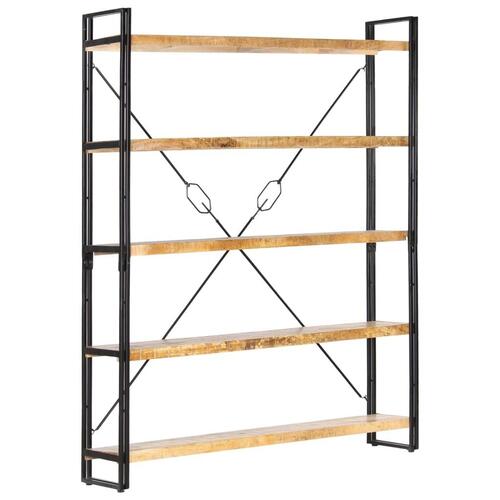 Bogreol med 5 hylder 140x30x180 cm massivt mangotræ