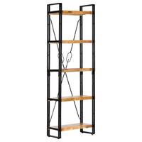 Bogreol med 5 hylder 60x30x180 cm massivt mangotræ