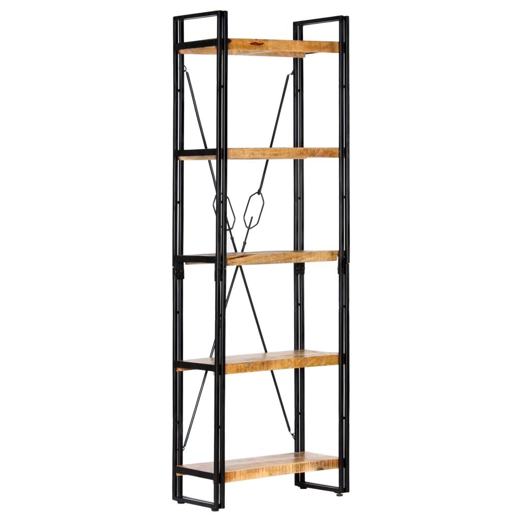 Bogreol med 5 hylder 60x30x180 cm massivt mangotræ