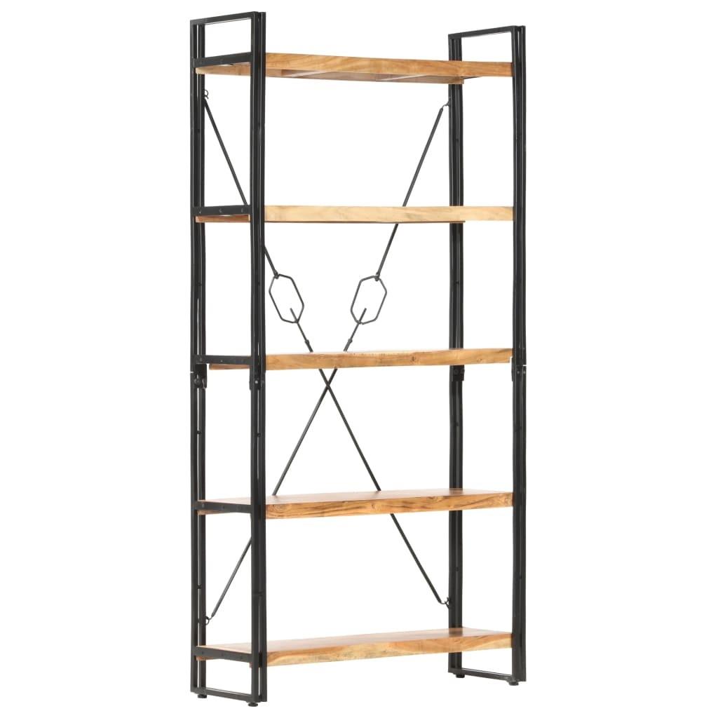 Bogreol med 5 hylder 90x30x180 cm massivt akacietræ