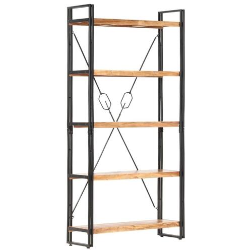 Bogreol med 5 hylder 90x30x180 cm massivt akacietræ