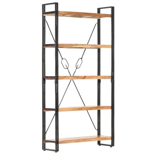 Bogreol med 5 hylder 90x30x180 cm massivt akacietræ
