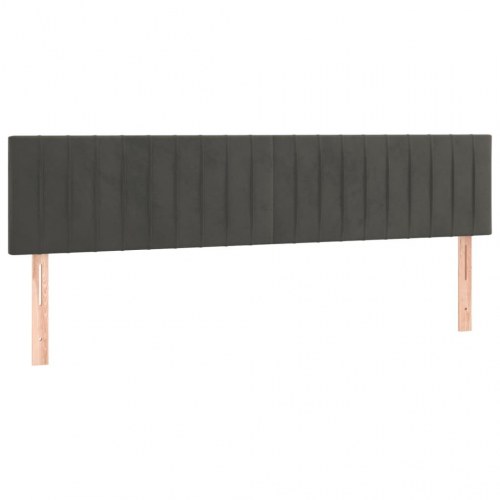 Kontinentalseng i fløjl 160×200 cm - mørkegrå med madras og topmadras