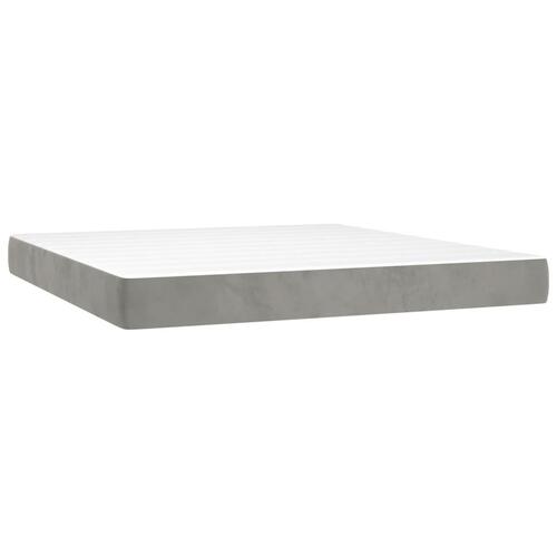 Kontinentalseng med madras 200x200 cm fløjl lysegrå