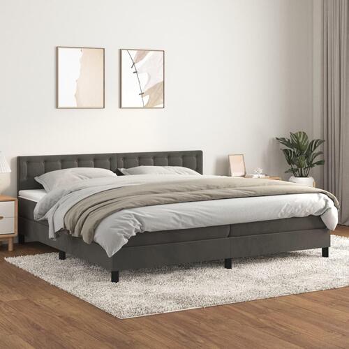 Kontinentalseng med madras 200x200 cm fløjl mørkegrå