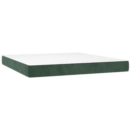 Kontinentalseng med madras 200x200 cm fløjl mørkegrøn