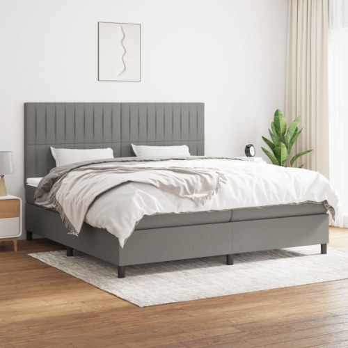 Kontinentalseng med madras 200×200 cm - stof, mørkegrå