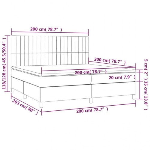 Kontinentalseng med madras 200×200 cm - stof, mørkegrå