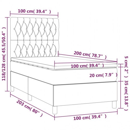 Kontinentalseng med madras 100×200 cm - stof, cremefarvet