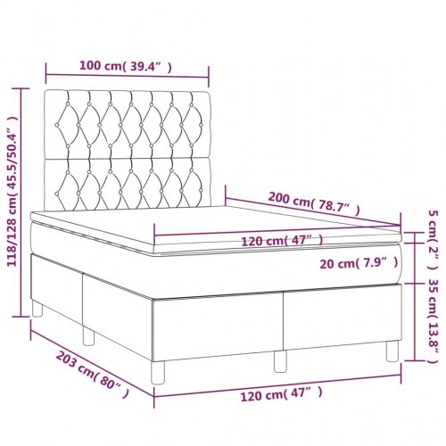 Kontinentalseng med madras 120x200 cm - stof, sort