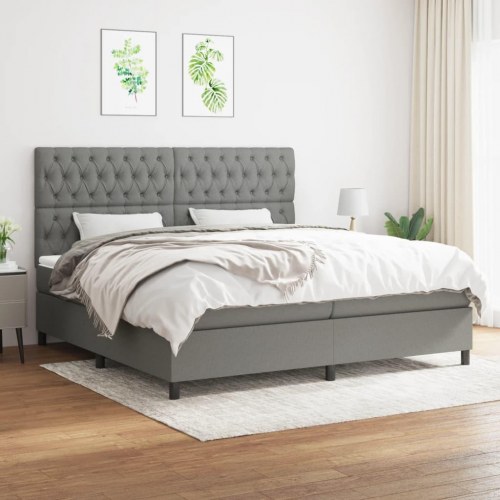 Kontinentalseng med madras 200x200 cm - stof, mørkegrå