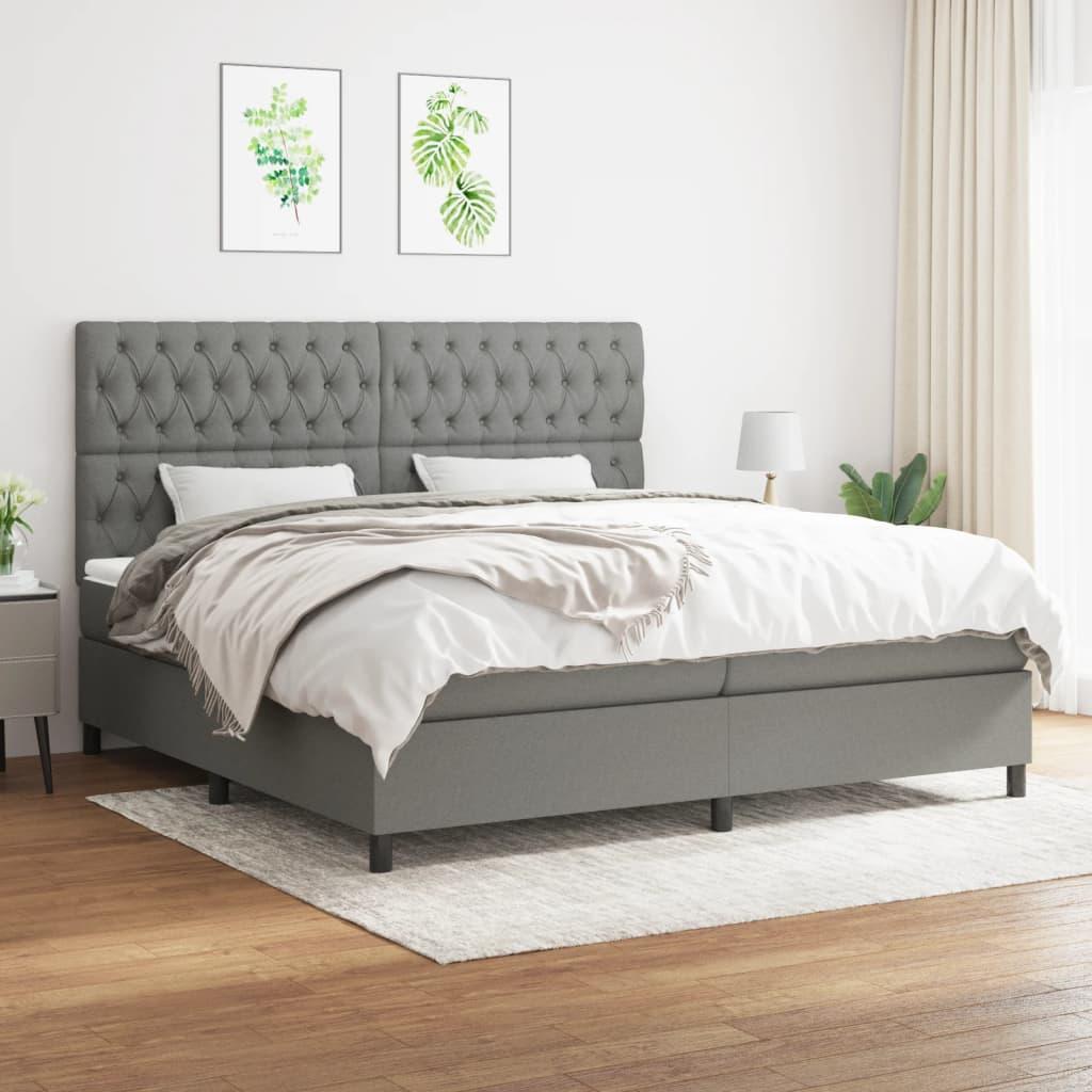 Kontinentalseng med madras 200x200 cm stof mørkegrå billede