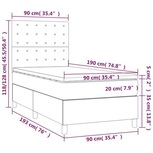 Kontinentalseng med madras 90x190 cm stof lysegrå