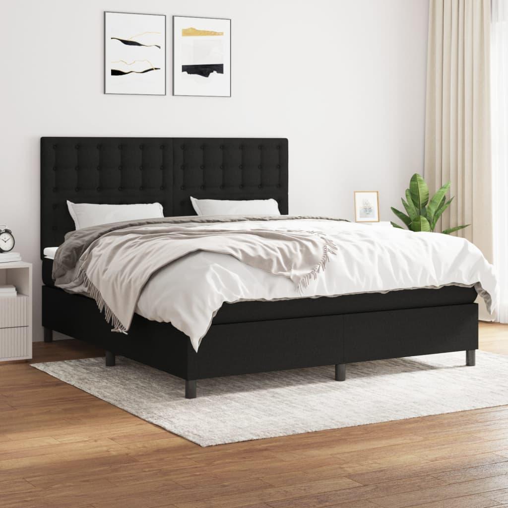 Kontinentalseng med madras 160×200 cm - stof, sort billede