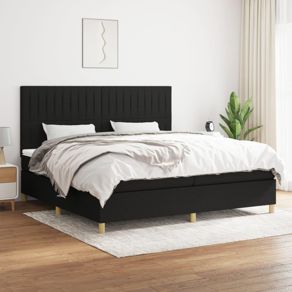 Kontinentalseng med madras 200×200 cm - stof, sort