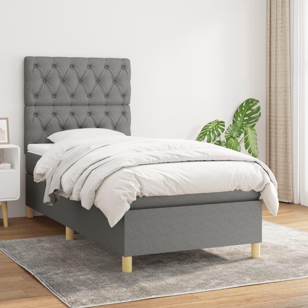 Kontinentalseng med madras 80x200 cm stof mørkegrå billede
