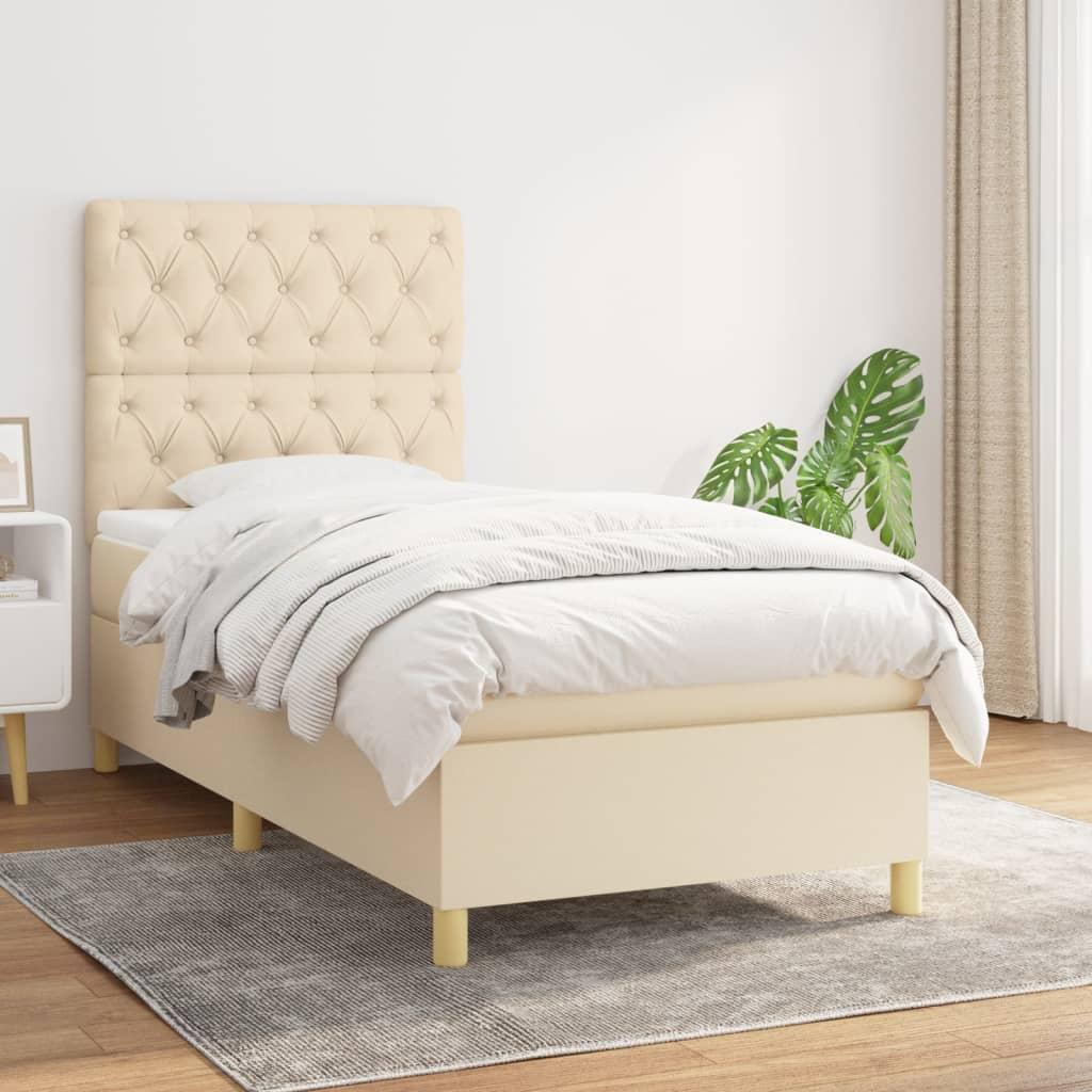 Kontinentalseng med madras 80x200 cm stof cremefarvet billede