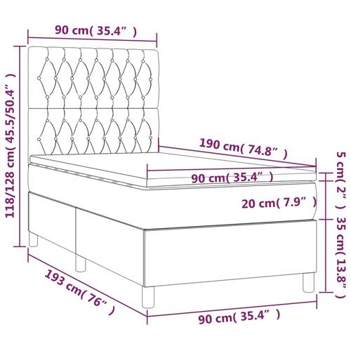 Kontinentalseng med madras 90x190 cm stof blå