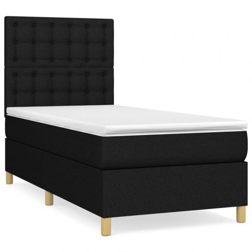 Kontinentalseng med madras 80×200 cm - stof, sort