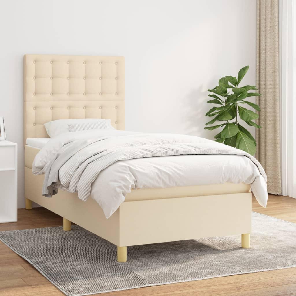 Kontinentalseng med madras 90x190 cm stof cremefarvet billede