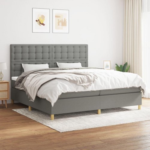 Kontinentalseng med madras 200×200 cm - stof, mørkegrå