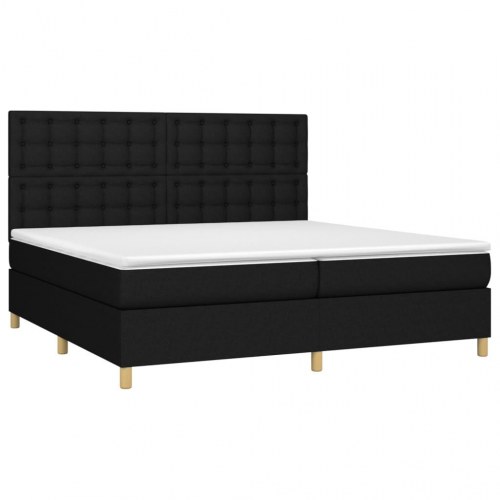 Kontinentalseng med madras 200×200 cm - stof, sort
