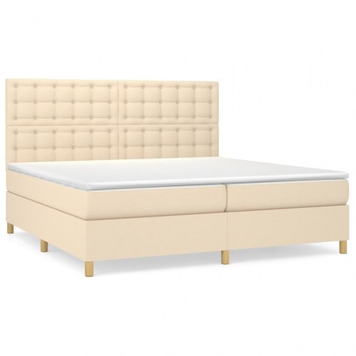 Kontinentalseng med madras 200×200 cm - stof, cremefarvet