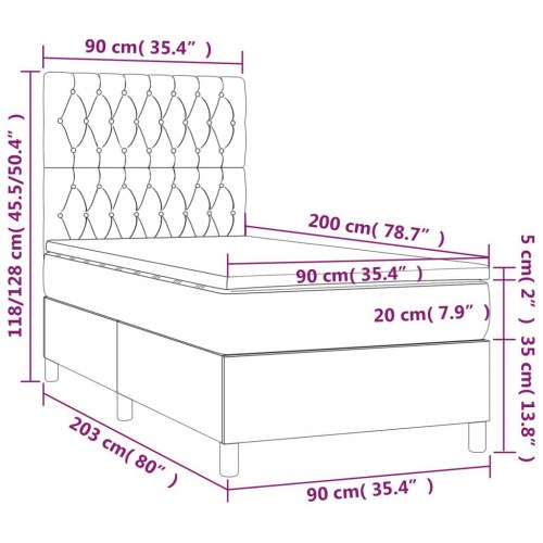 Kontinentalseng med madras 90×200 cm - fløjl, lysegrå