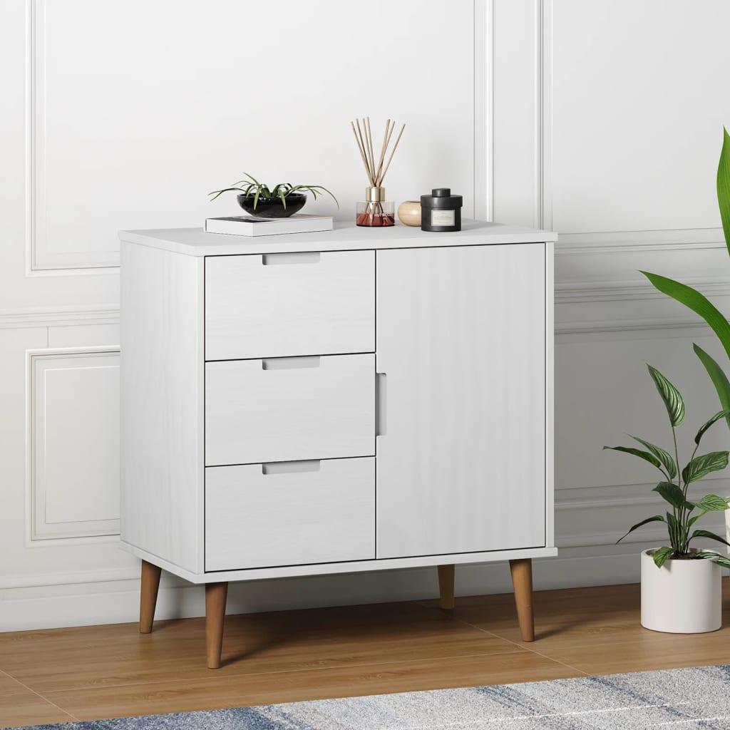Skænk MOLDE 76,5x40x80 cm massivt fyrretræ hvid