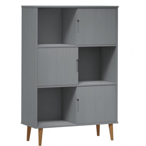 Bogreol MOLDE 90x35x133,5 cm massivt fyrretræ grå