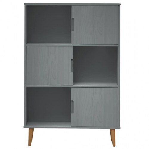 Bogreol MOLDE 90x35x133,5 cm massivt fyrretræ grå
