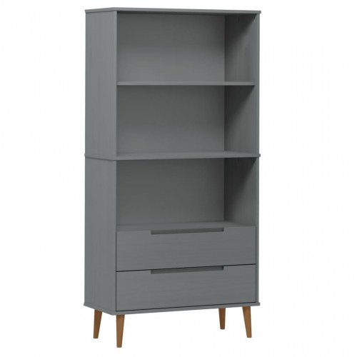 Bogreol MOLDE 85x35x170,5 cm massivt fyrretræ grå