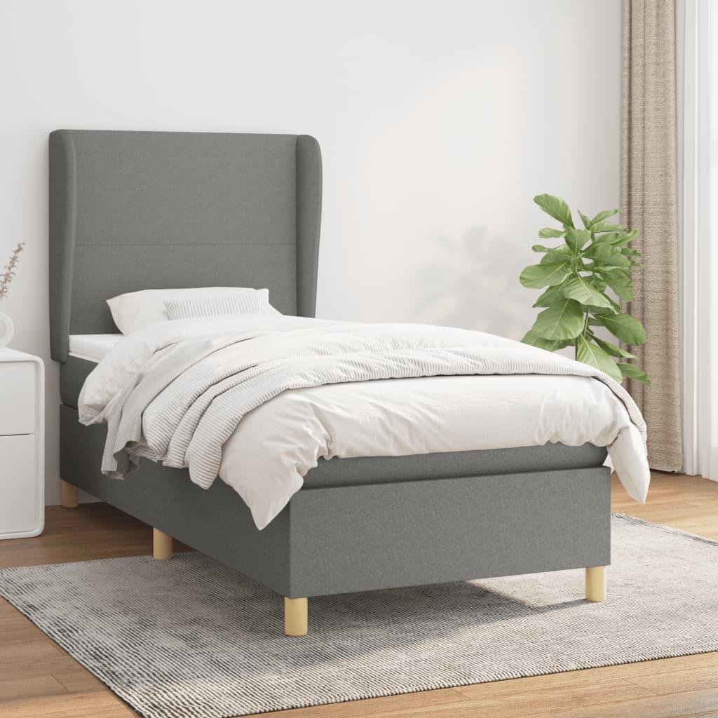 Kontinentalseng med madras 90×200 cm - stof, mørkegrå