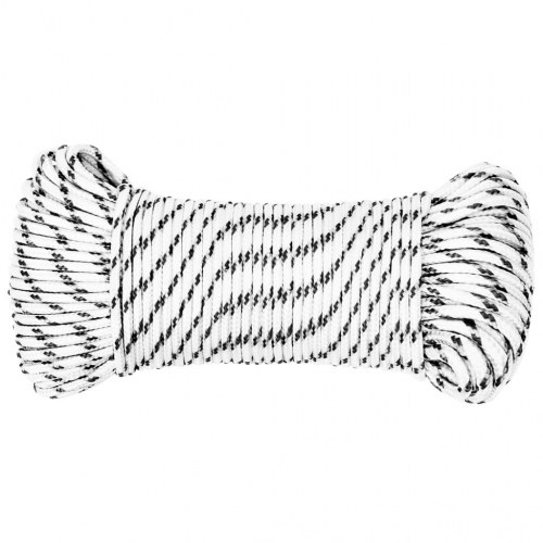 Flettet tovværk 3 mm x 50 m - polyester, hvid