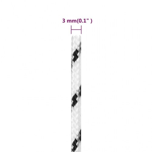 Flettet tovværk 3 mm x 50 m - polyester, hvid
