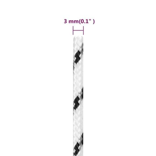 Flettet tovværk 3 mm x 100 m polyester hvid