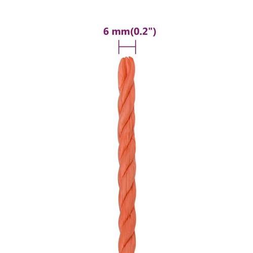 Arbejdsreb 6 mm 25 m polypropylen orange