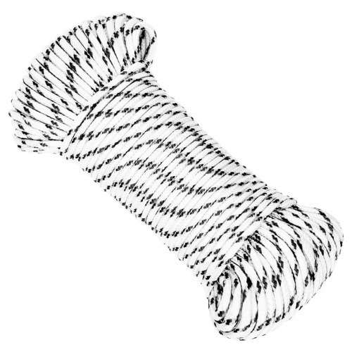 Flettet tovværk 4 mm x 50 m - polyester, hvid