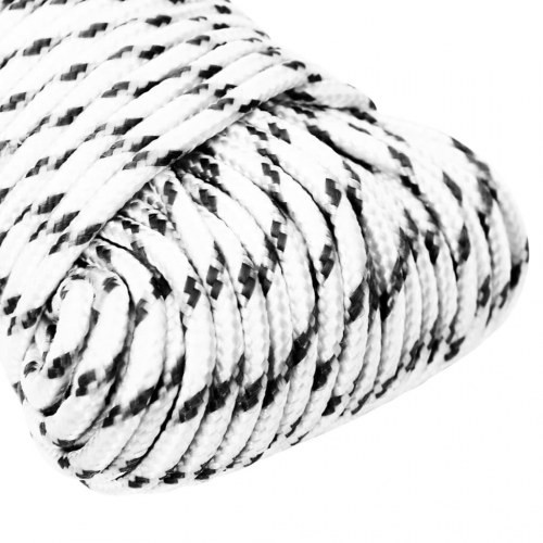 Flettet tovværk 4 mm x 50 m - polyester, hvid